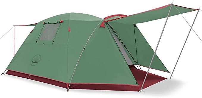 KAZOO 4 Person Camping Tent Outdoor Waterproof Family Large Tent 4 Person Easy Setup Tent with Porch Double Layer