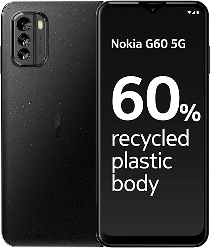Nokia Nokia G60 5G Smartphone, 6.5" HD+ 120Hz Display, 4GB RAM and 64GB Storage, Android 12 and 3 OS*, 50MP AI Rear Camera, 3 Years Warranty, Made of 60% Recycled Plastic, 2 Days Battery Lifetime - Bl
